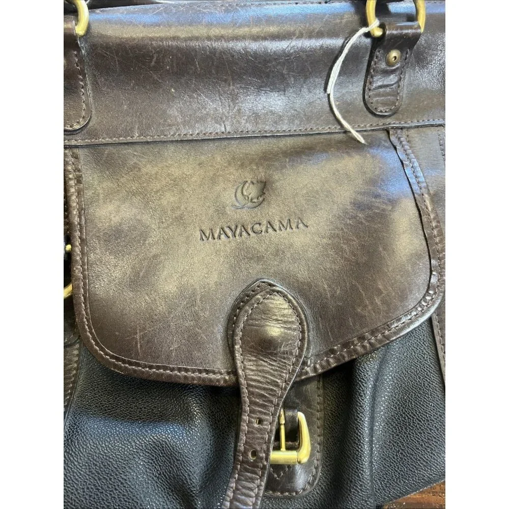 Mayacama Leather And Canvas Weekender Travel Duffel Bag Brown And Black